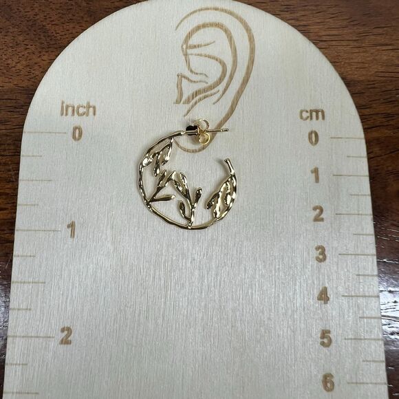 Earrings golden stud earrings  Leaf ear wires fairy core soft girl  academia - Picture 2 of 9